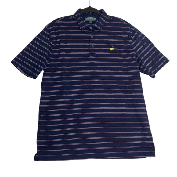 Masters Collection Mens Navy Blue Pink Striped Casual Polo Golf Shirt Size XL - Picture 2 of 5